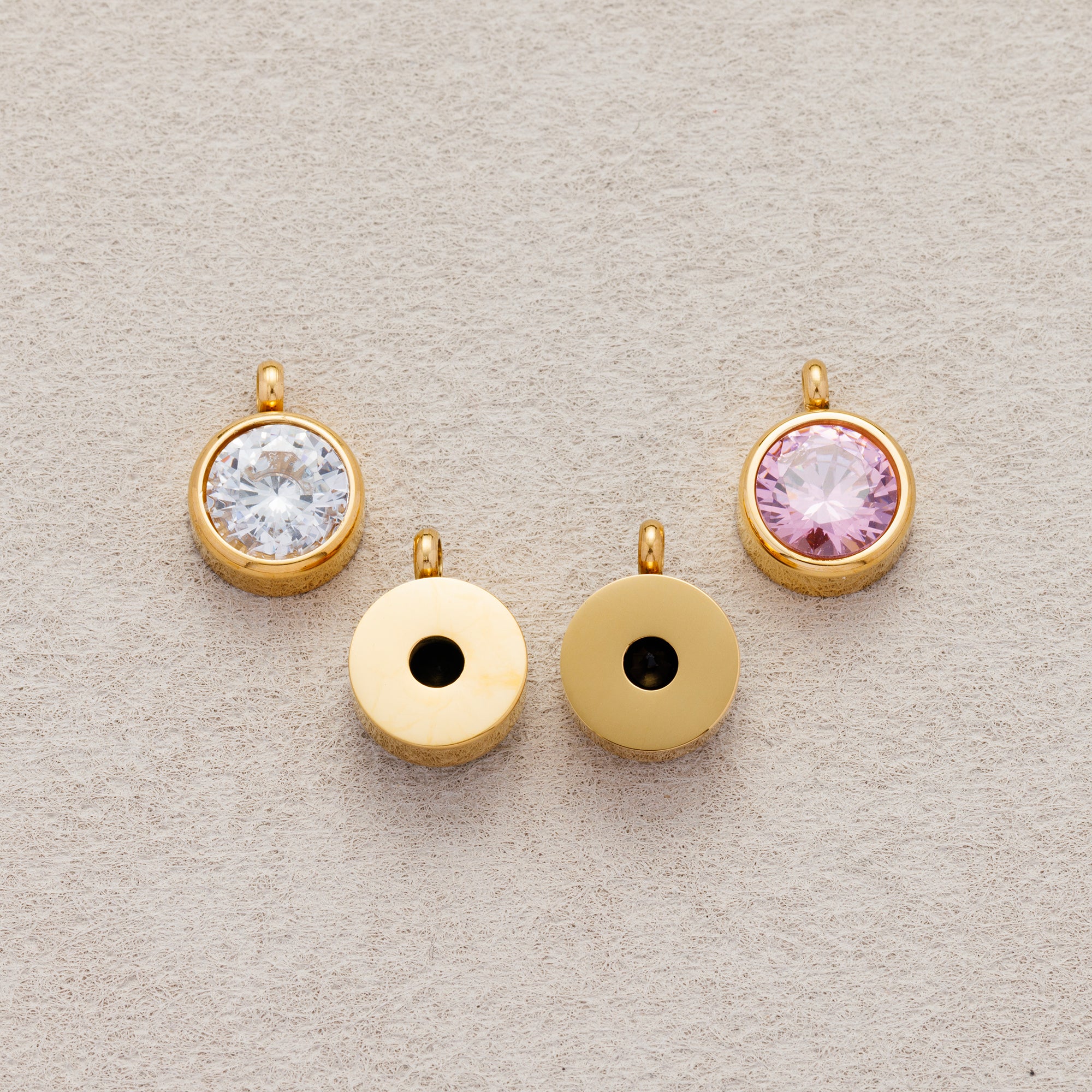 Launch Promo: 14K Gold PVD Stainless Steel Colorful CZ Mini Round Solitaire Bezel | Sold Each