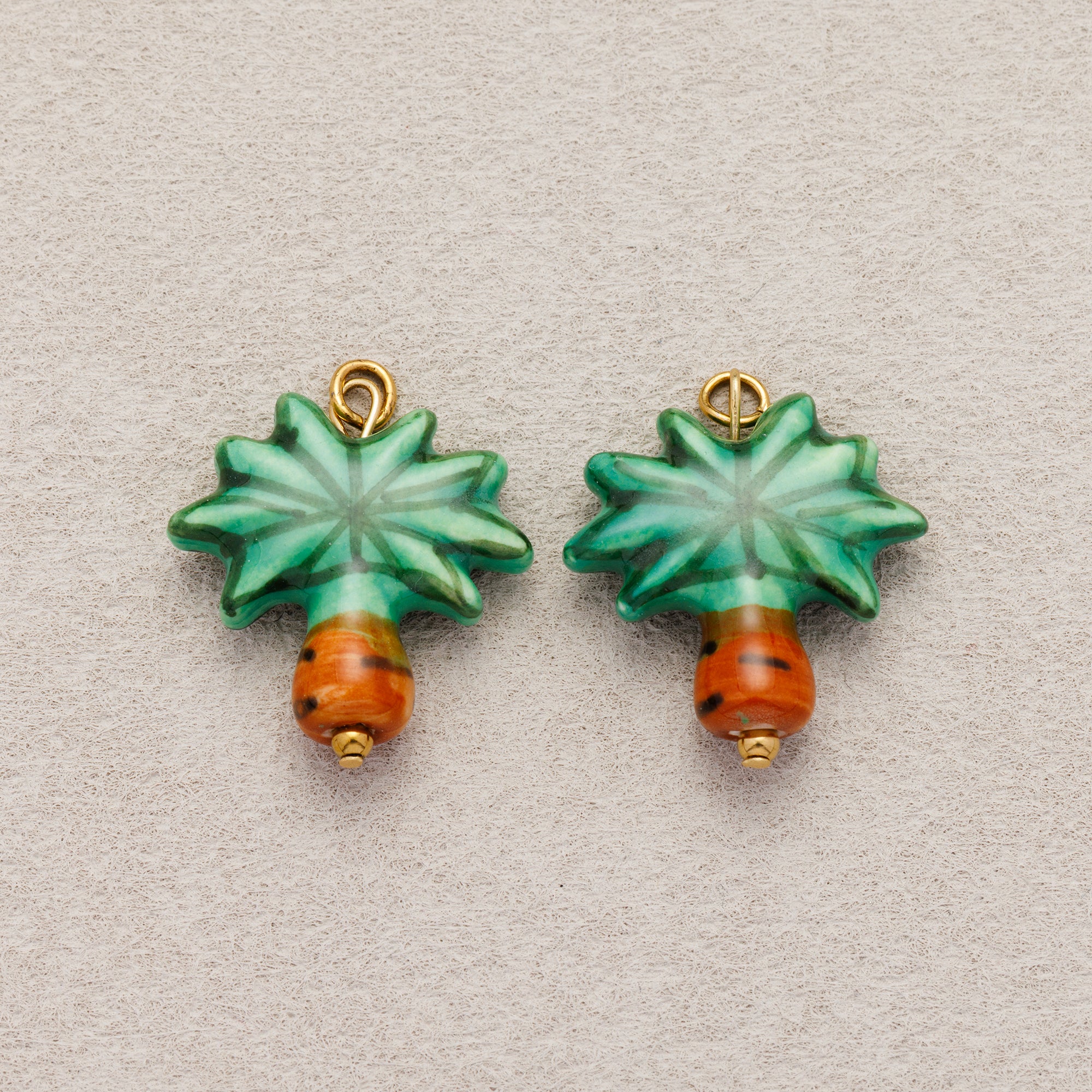 Launch Promo: 24K Gold PVD Stainless Steel Green Ceramic Palm Tree Charm | Sold Each