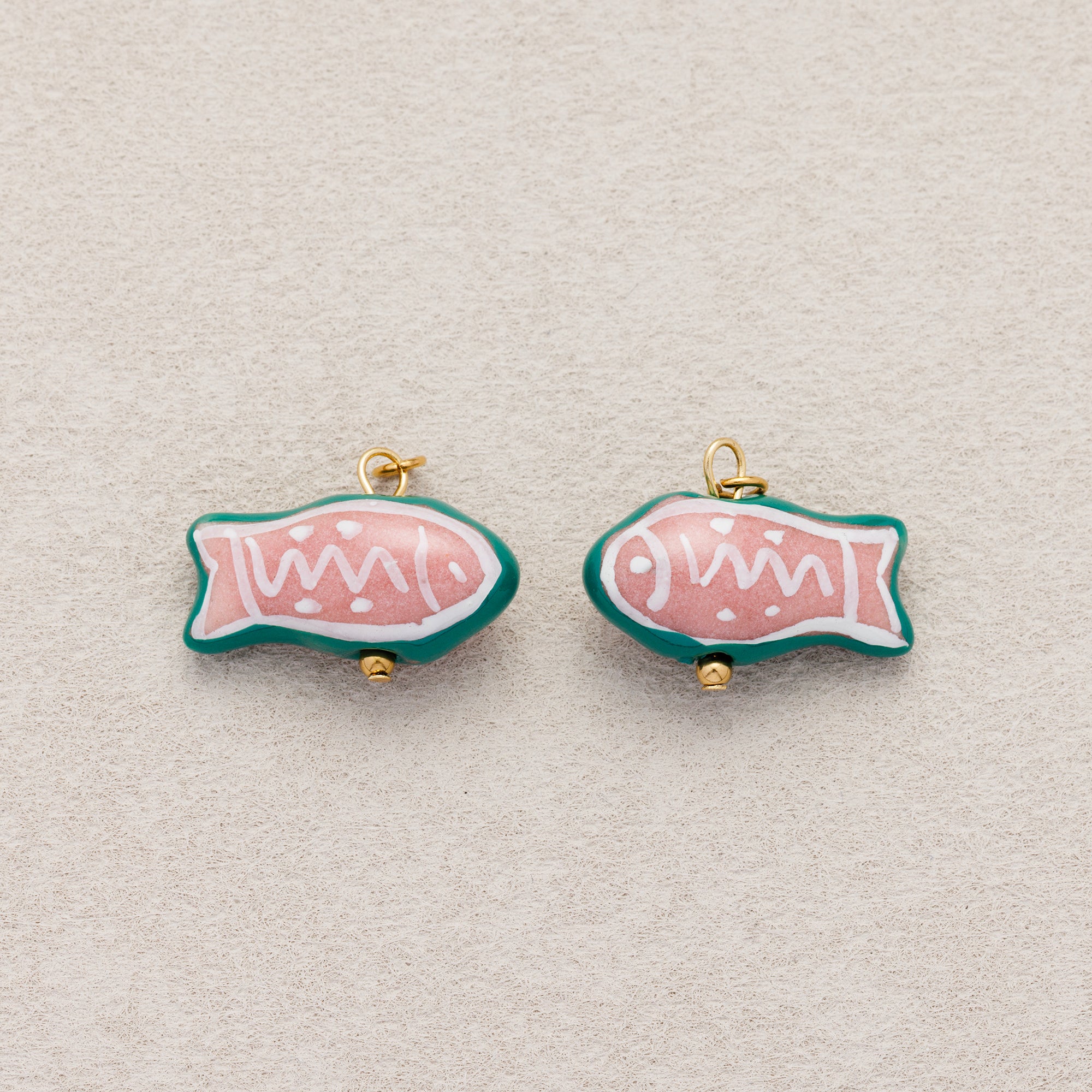 Launch Promo: 24K Gold PVD Stainless Steel Green Pink Fish Charm | Sold Each