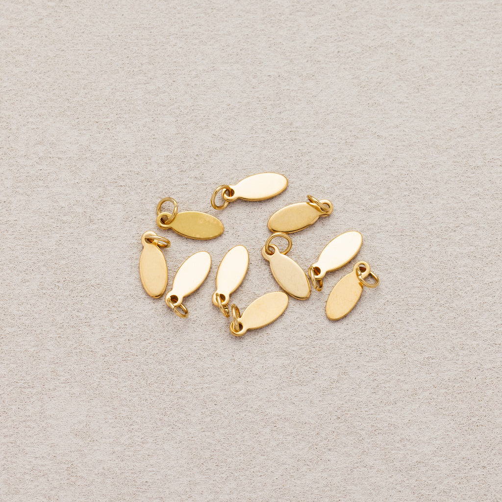 Launch Promo: (10pcs) 24K Gold PVD Stainless Steel Mini Geometric Oval Tag Charm | Sold Each