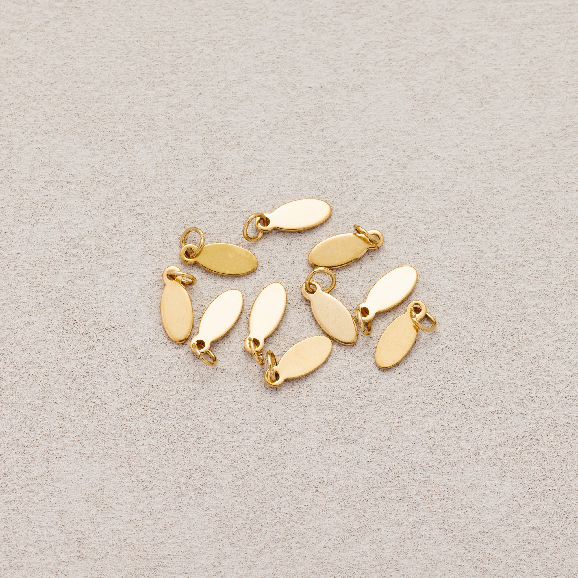 Launch Promo: (10pcs) 24K Gold PVD Stainless Steel Mini Geometric Oval Tag Charm | Sold Each