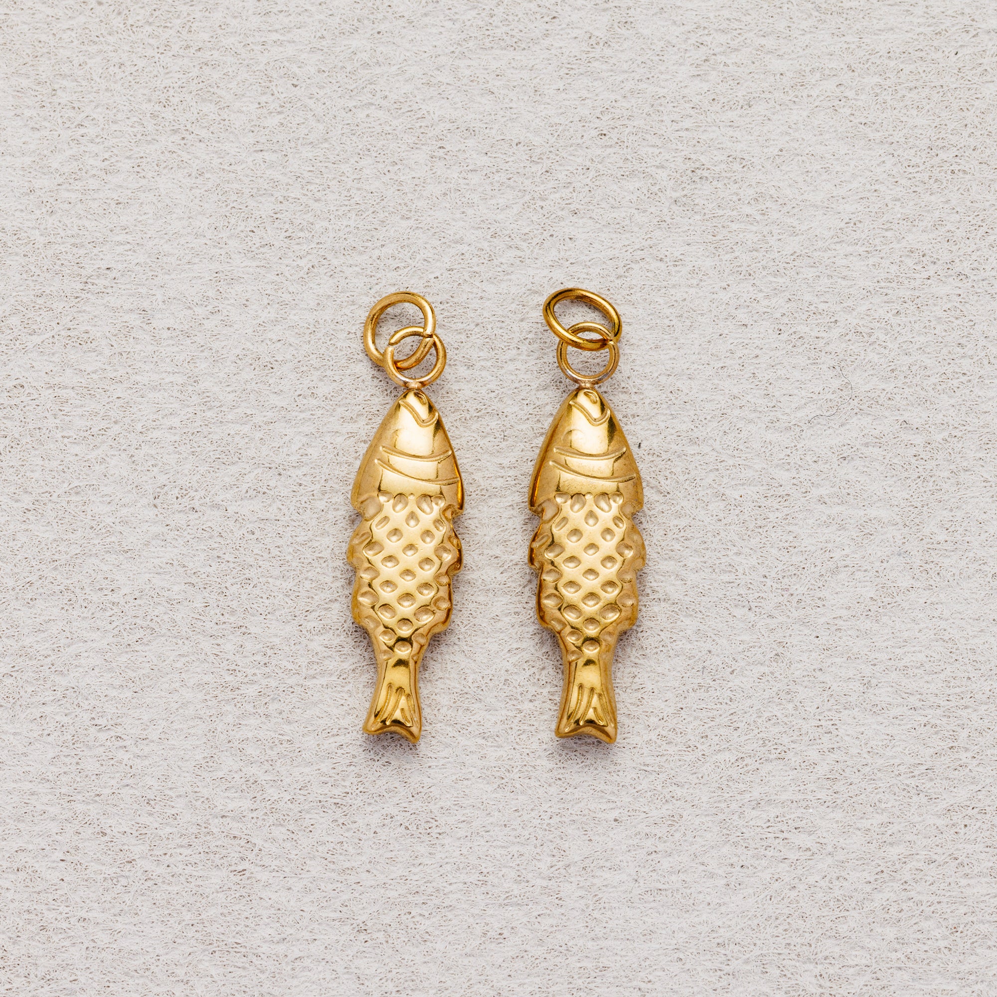 Launch Promo: 24K Gold PVD Stainless Steel Textured Fish Animal Charm | Sold Each