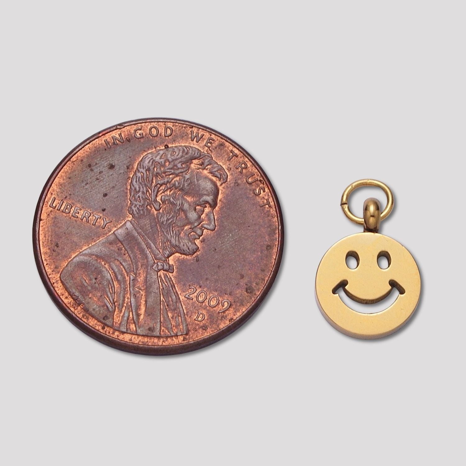 Launch Promo: 14K Gold PVD Stainless Steel Mini Smiley Face Charm | Sold Each