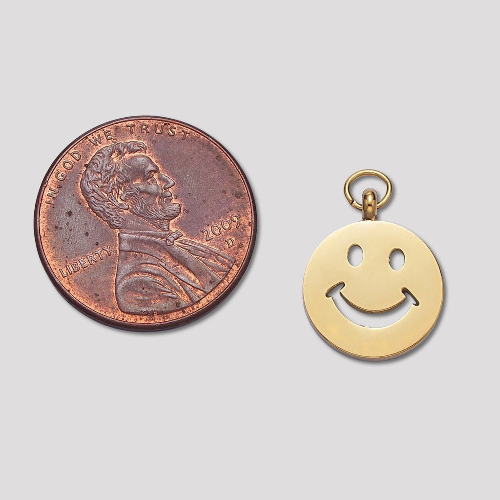Launch Promo: 24K Gold PVD Stainless Steel Smiley Face Emoticon Charm | Sold Each