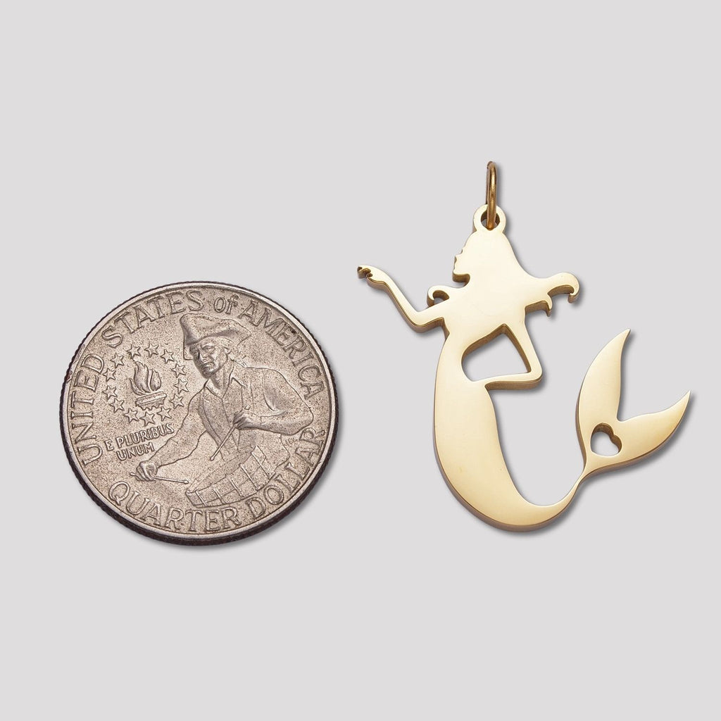 Launch Promo: 24K Gold PVD Stainless Steel Ocean Mermaid Silhouette Charm | Sold Each