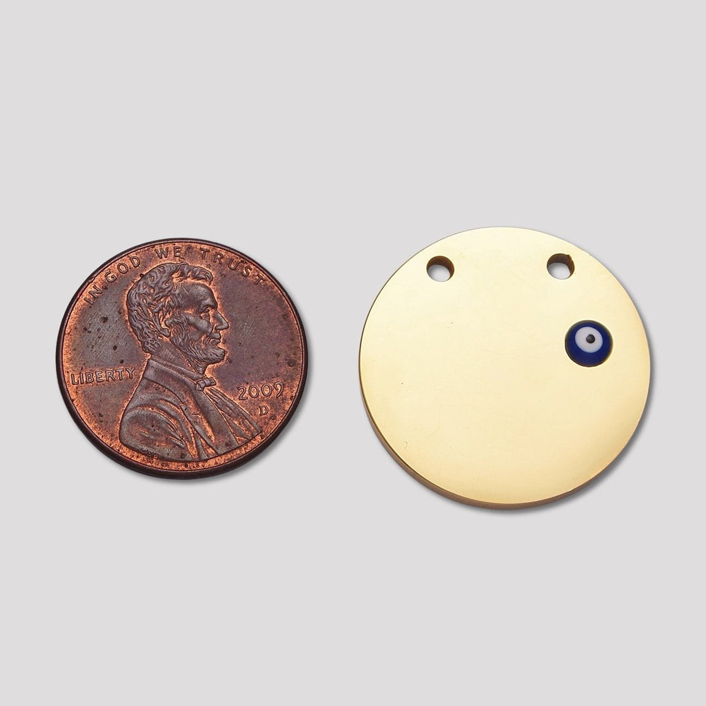 Launch Promo: 24K Gold PVD Stainless Steel Evil Eye Protection Round Pendant | Sold Each