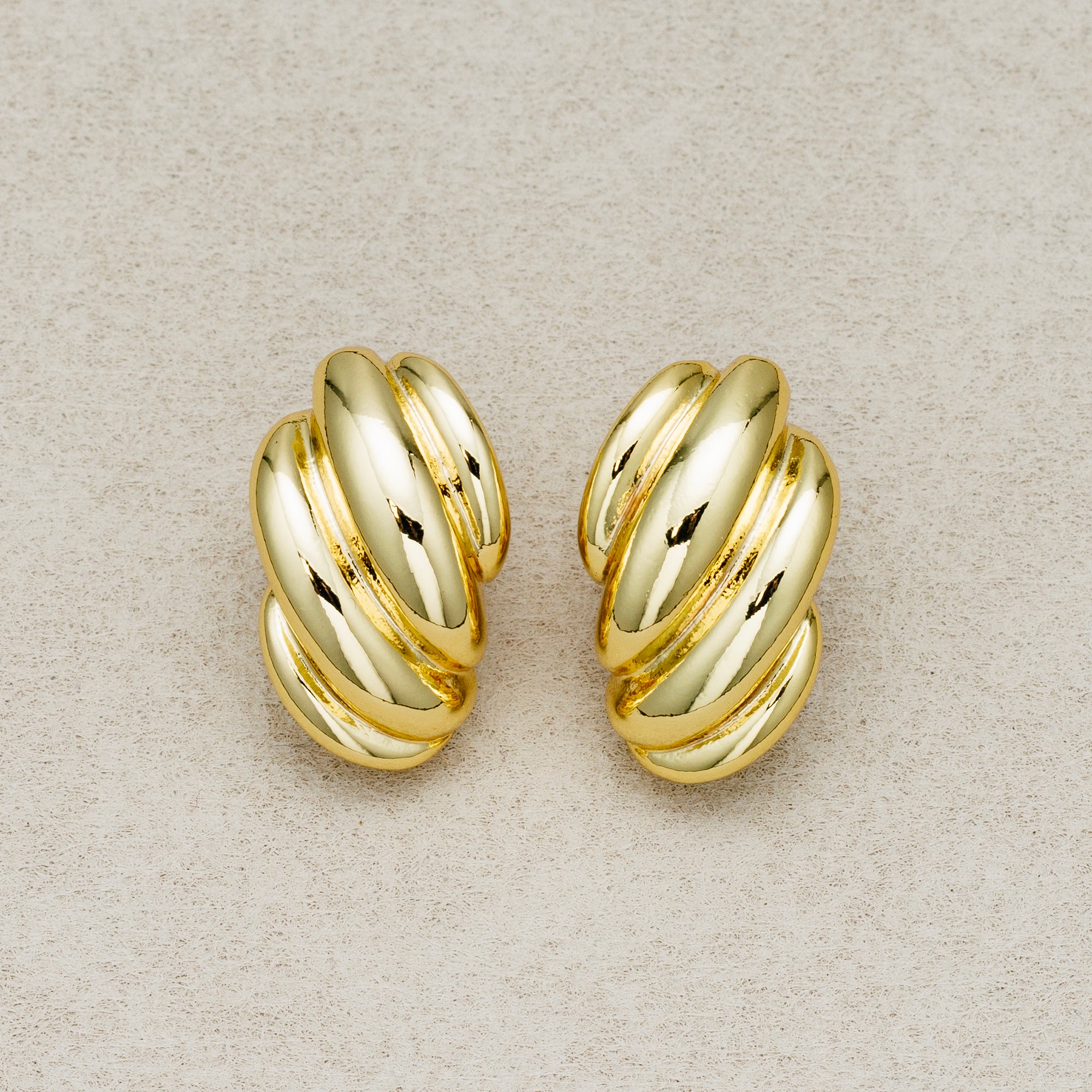 Launch Promo: 24K Gold PVD Stainless Steel Twisted Croissant Stud Earring