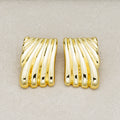 Launch Promo: 24K Gold PVD Stainless Steel Ribbed Textured Rectangular Stud Earring in Gold & Silver | Sold Each