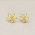 Launch Promo: 24K Gold PVD Stainless Steel Open Petal Lotus Flower Stud Earring in Gold & Silver | Sold Each