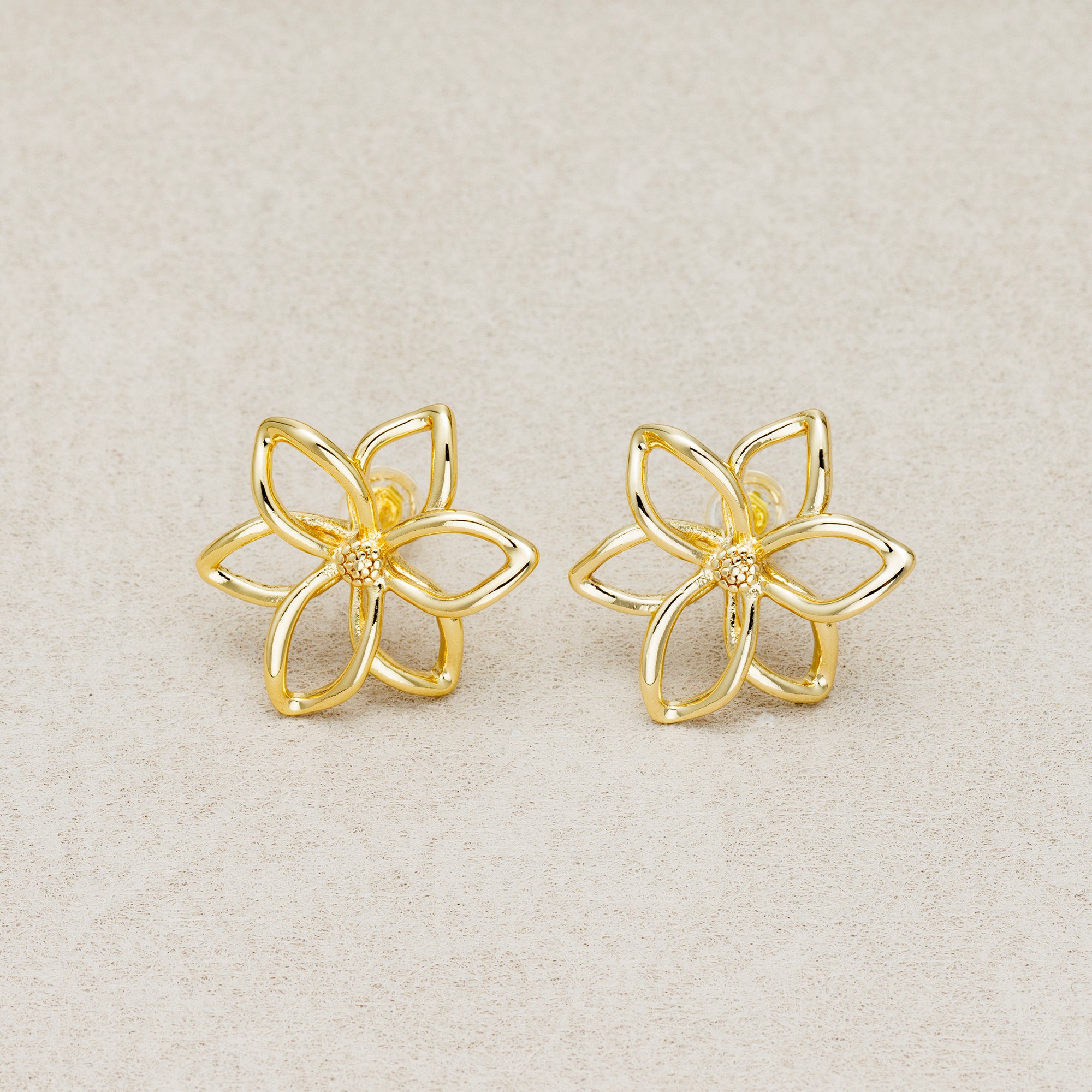 Launch Promo: 24K Gold PVD Stainless Steel Open Petal Lotus Flower Stud Earring in Gold & Silver | Sold Each