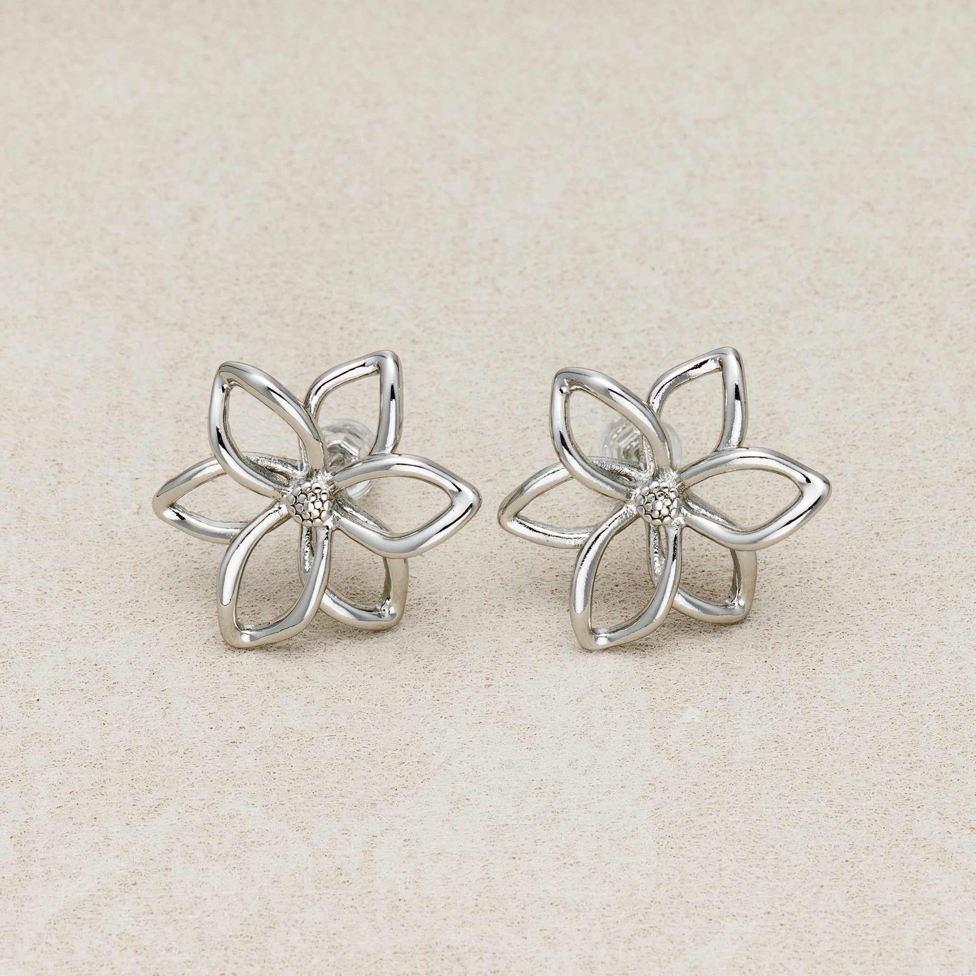 Launch Promo: 24K Gold PVD Stainless Steel Open Petal Lotus Flower Stud Earring in Gold & Silver | Sold Each