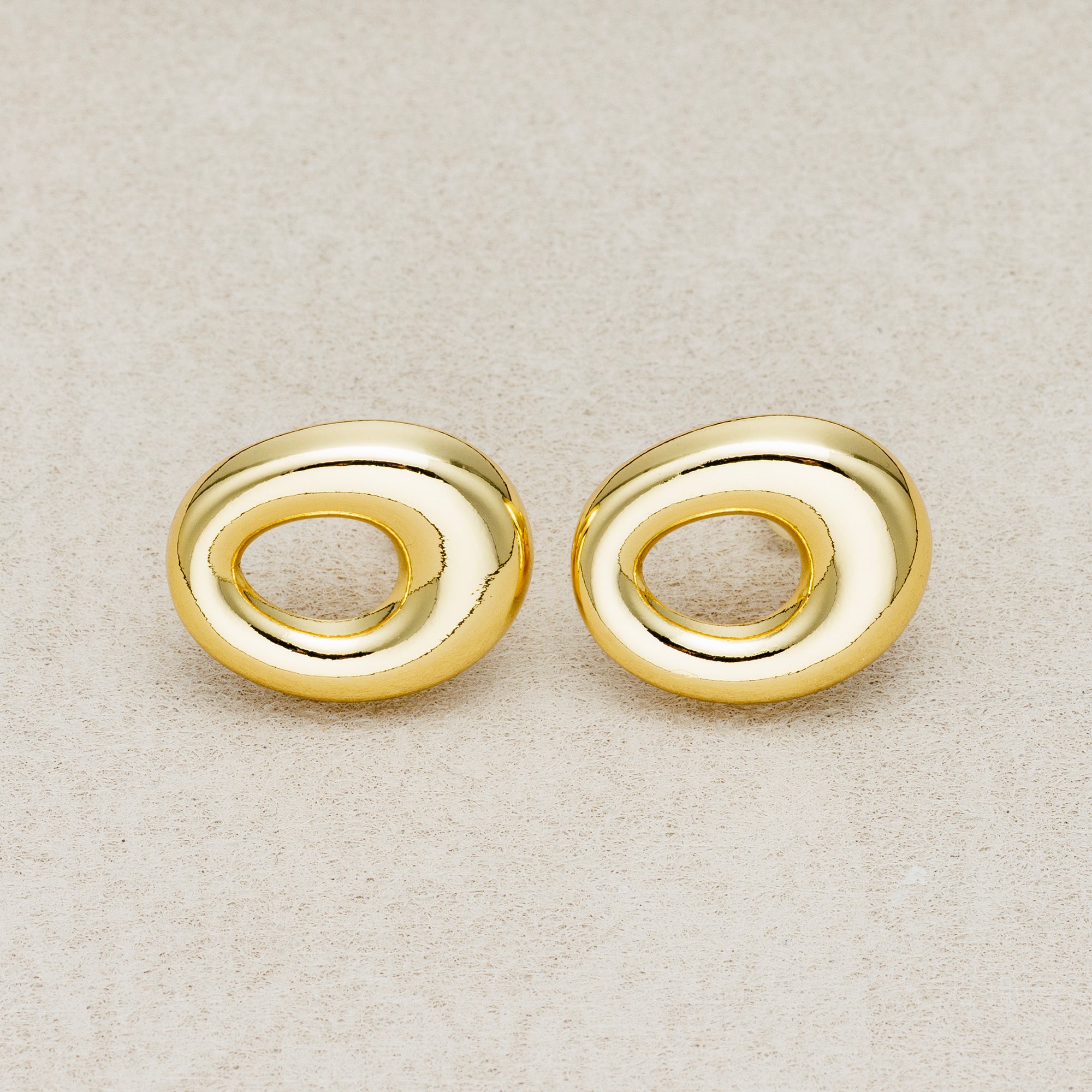 Launch Promo: 24K Gold PVD Stainless Steel Chunky Hollow Oval Stud Earring in Gold & Silver | Sold Each