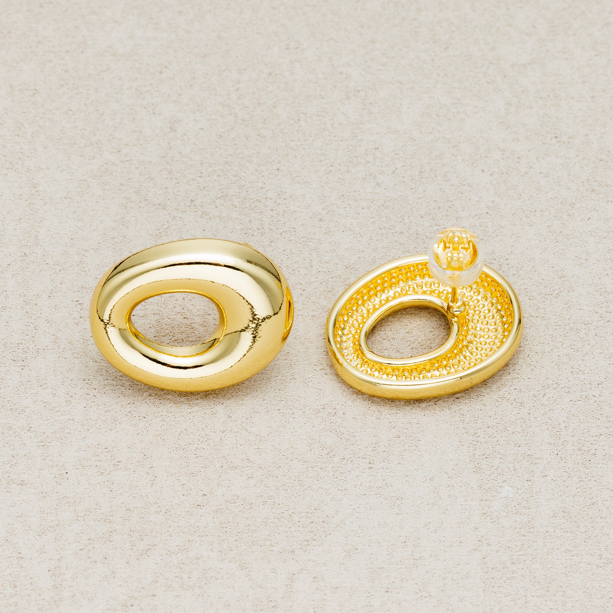 Launch Promo: 24K Gold PVD Stainless Steel Chunky Hollow Oval Stud Earring in Gold & Silver | Sold Each