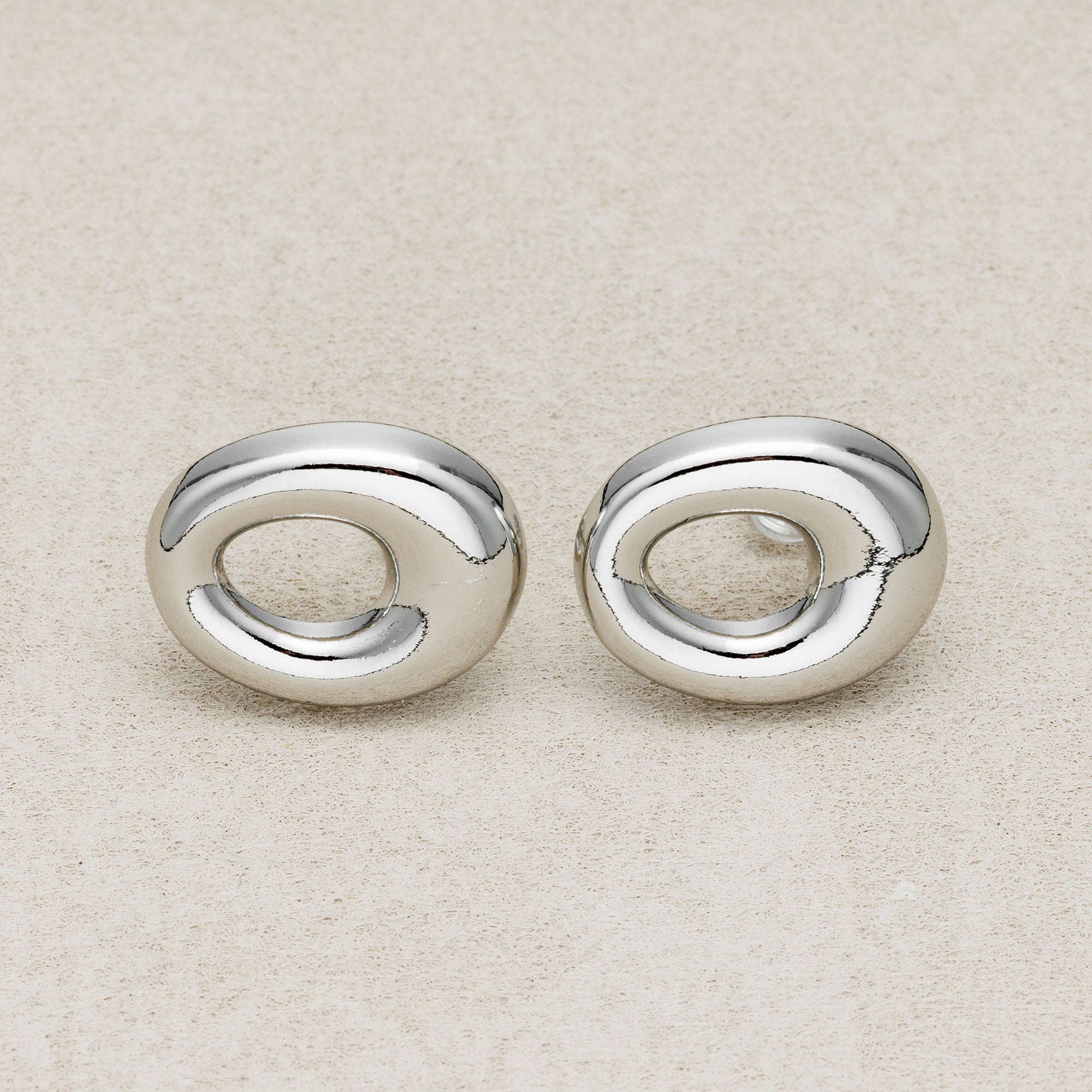 Launch Promo: 24K Gold PVD Stainless Steel Chunky Hollow Oval Stud Earring in Gold & Silver | Sold Each