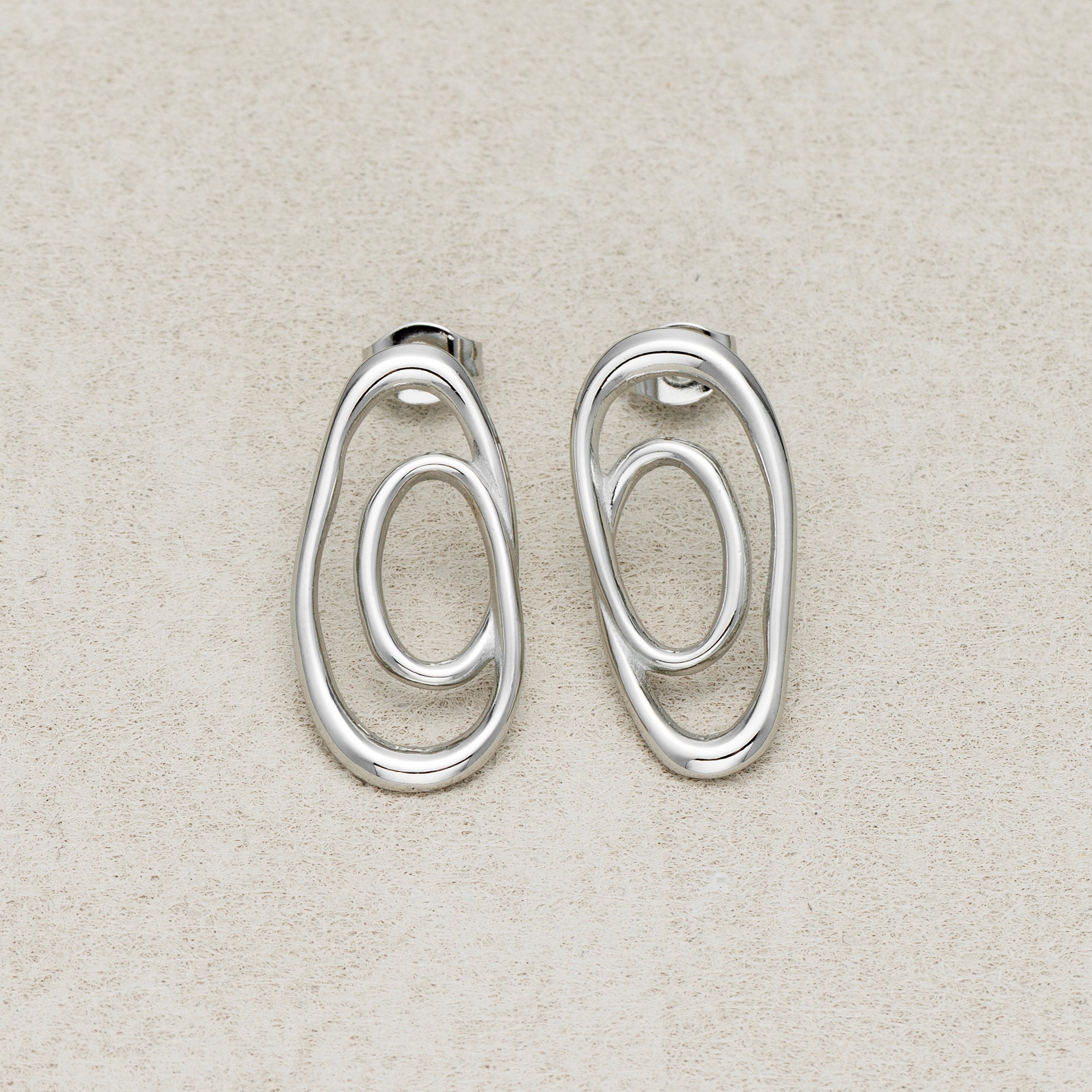 Launch Promo: 24K Gold PVD Stainless Steel Irregular Double Hoop Abstract Stud Earring in Gold & Silver