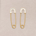 Launch Promo: 24K Gold PVD Stainless Steel Mother Of Pearl Safety Pin Stud Earring