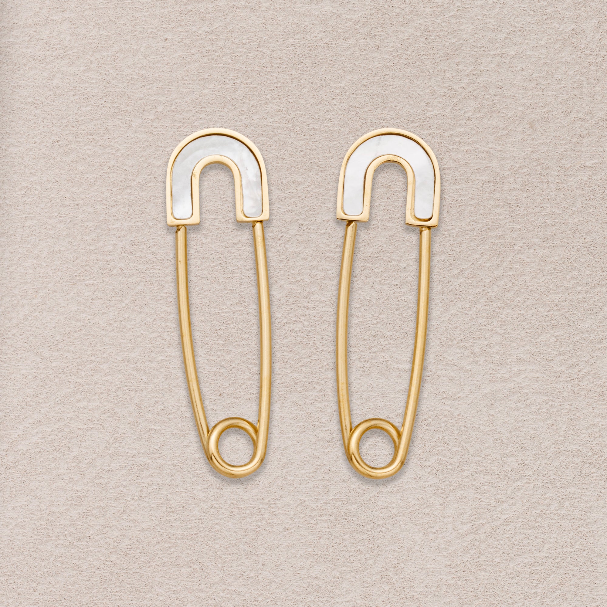 Launch Promo: 24K Gold PVD Stainless Steel Mother Of Pearl Safety Pin Stud Earring