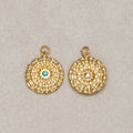 Launch Promo: 14K Gold PVD Stainless Steel Turquoise CZ Textured Bohemian Style Sunburst Charm | Sold Each