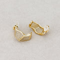 14K Gold Plated Micro Paved CZ Wide Geometric Huggie Hoop Earring