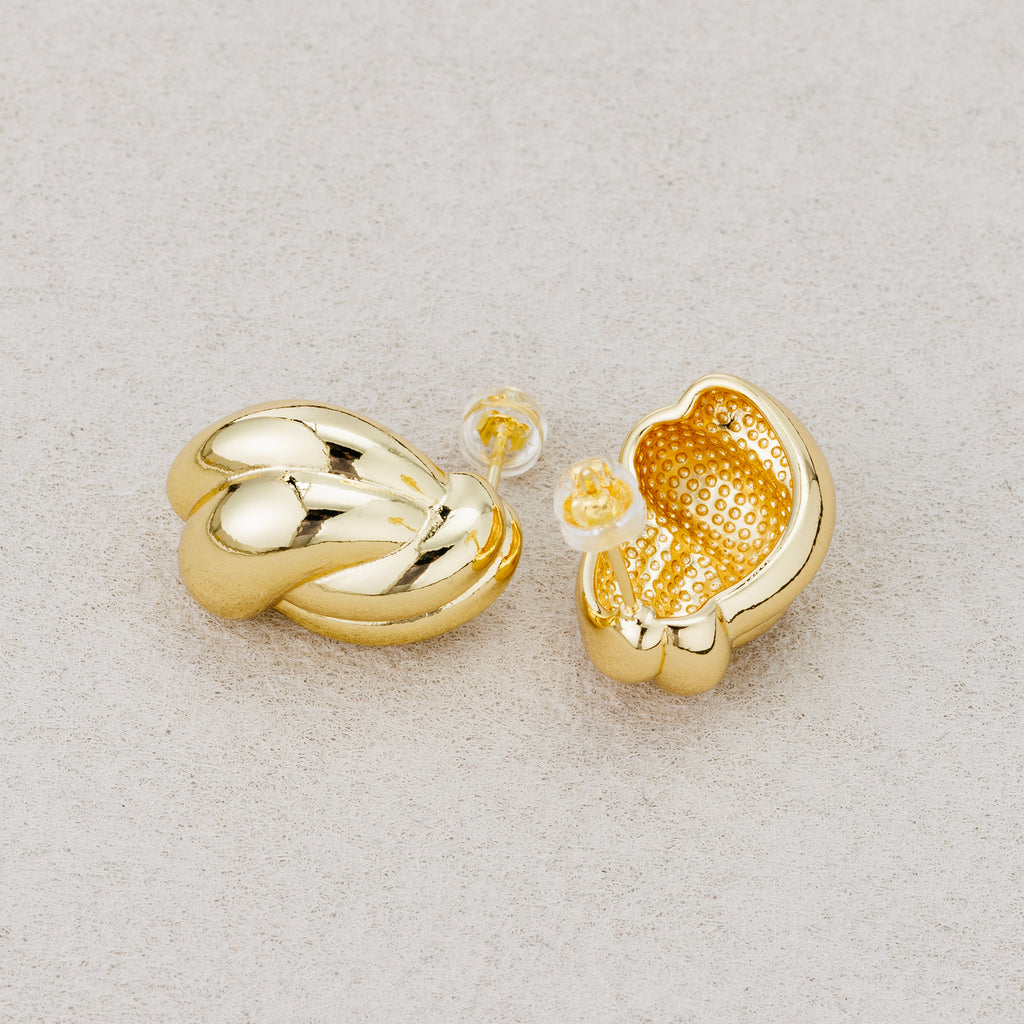 Launch Promo: 24K Gold PVD Stainless Steel Chunky Twisted Croissant Stud Earring