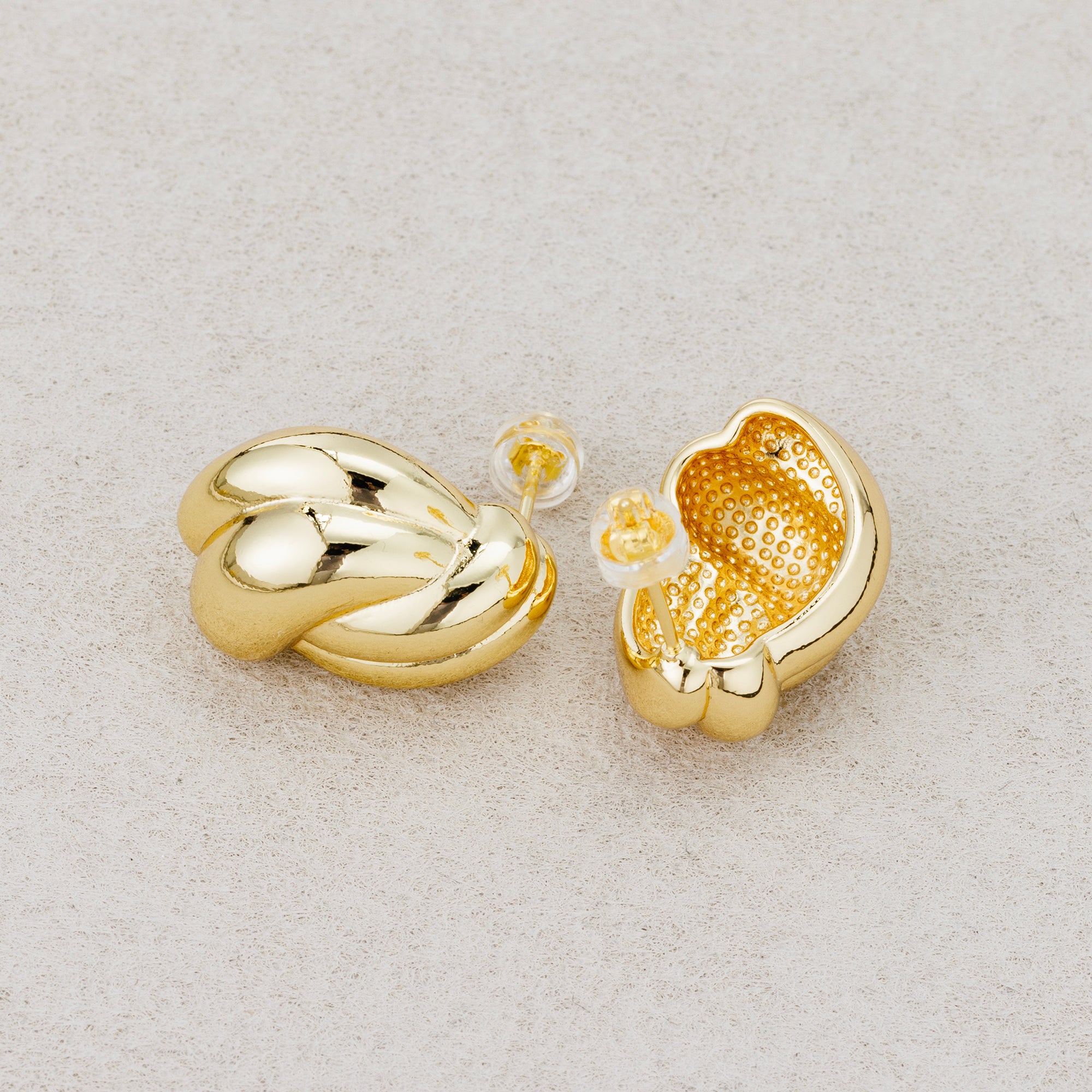 Launch Promo: 24K Gold PVD Stainless Steel Chunky Twisted Croissant Stud Earring