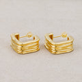 Launch Promo: 24K Gold PVD Stainless Steel Square Wavy Ribbon Stud Earring in Gold & Silver | Sold Each