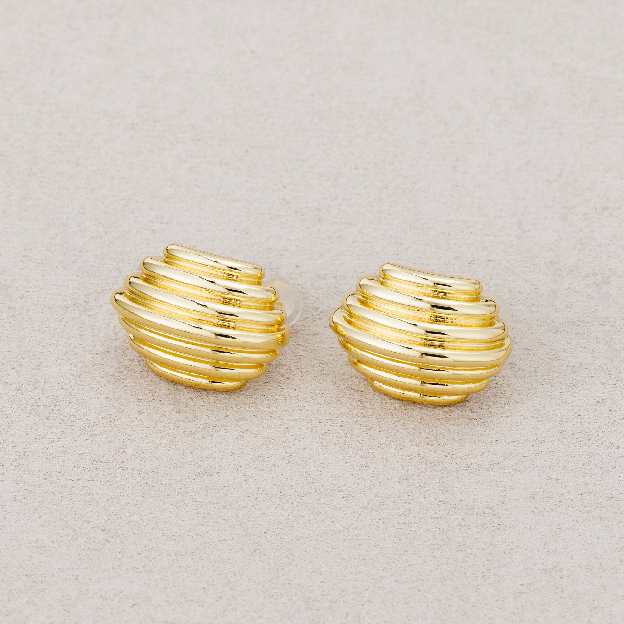 Launch Promo: 24K Gold PVD Stainless Steel Chunky Ribbed Stud Earring | Sold Each