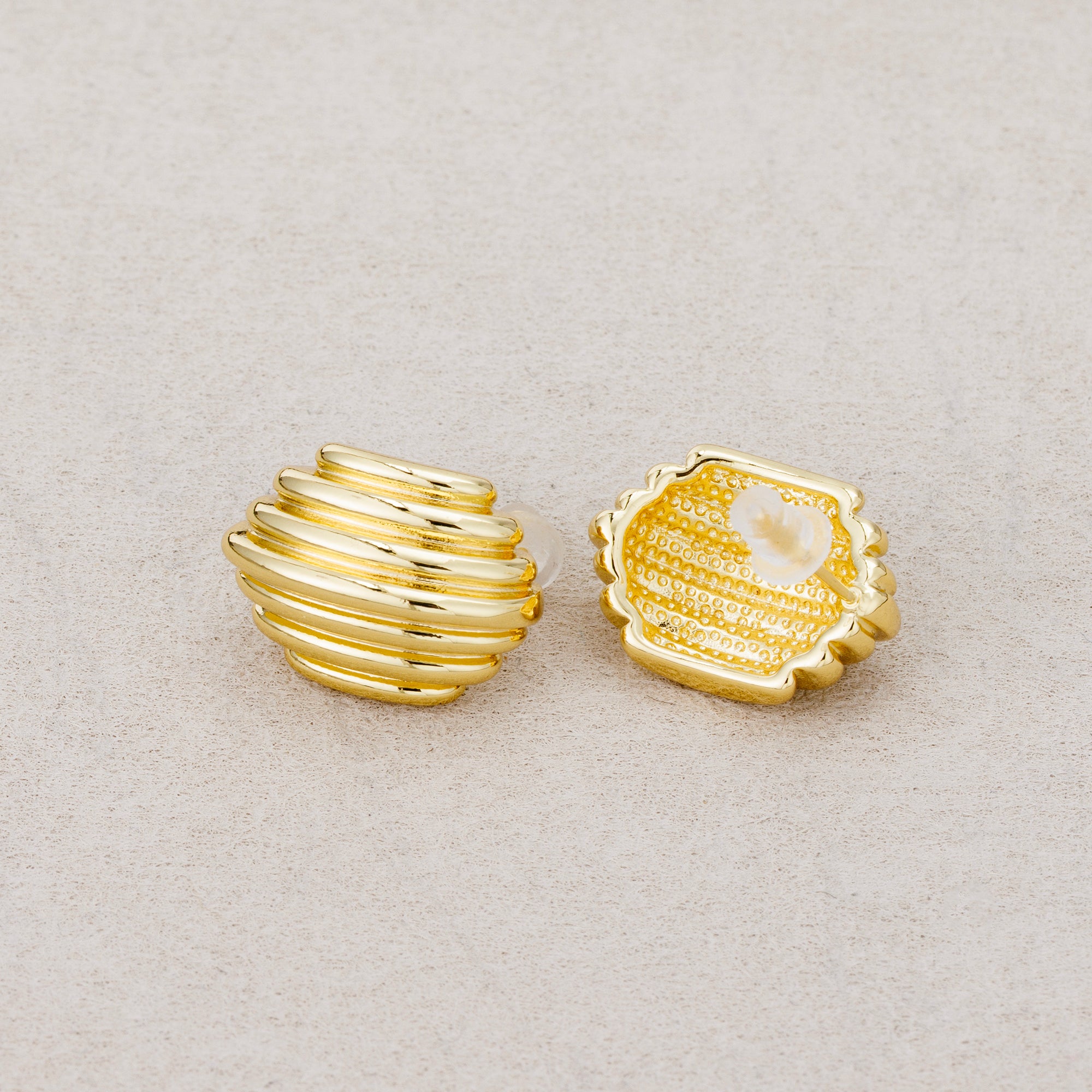 Launch Promo: 24K Gold PVD Stainless Steel Chunky Ribbed Stud Earring | Sold Each