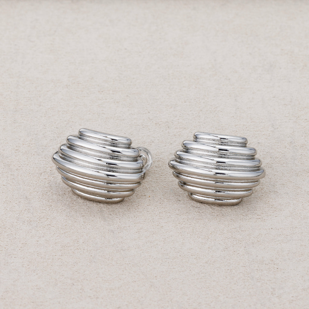 Launch Promo: 24K Gold PVD Stainless Steel Chunky Ribbed Stud Earring | Sold Each