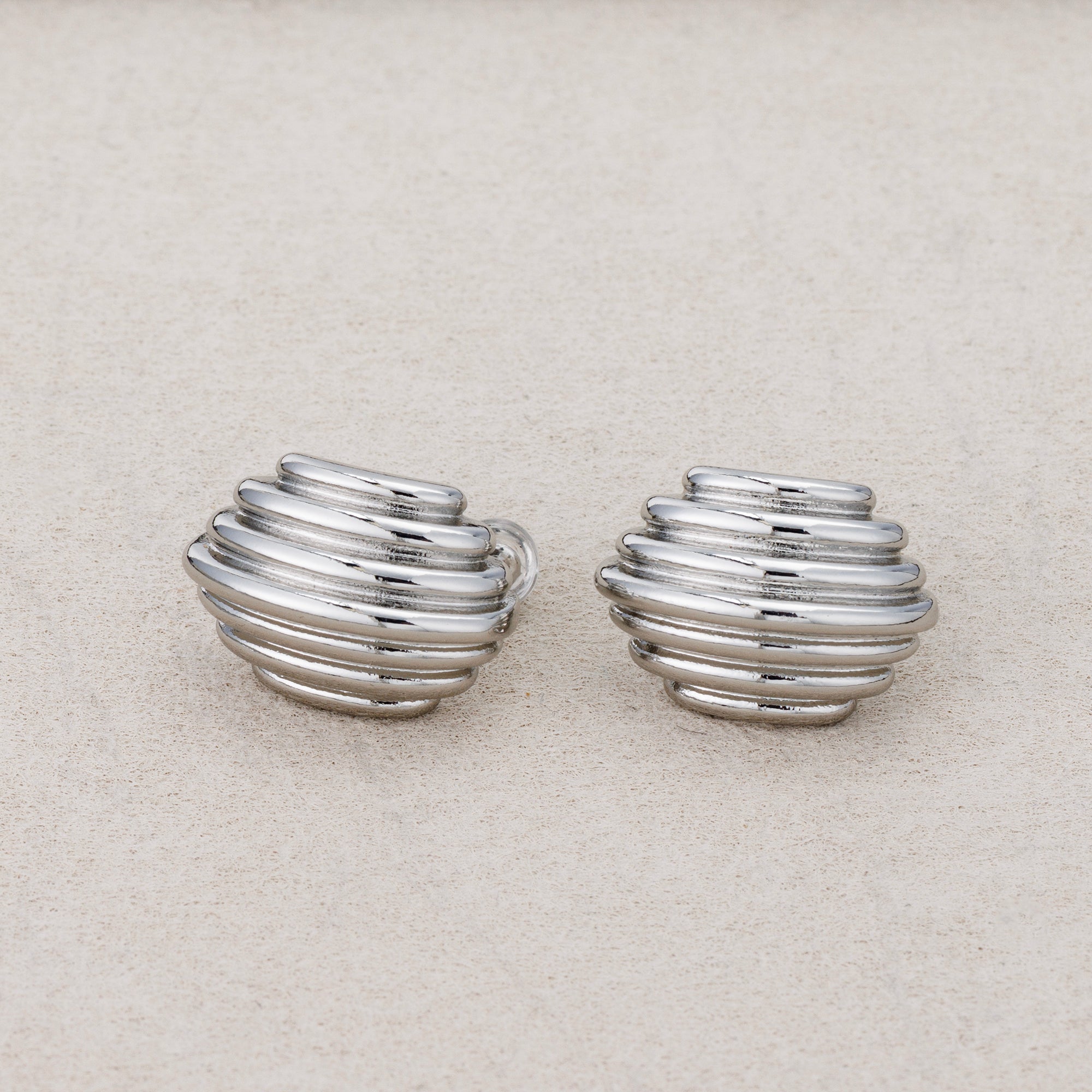 Launch Promo: 24K Gold PVD Stainless Steel Chunky Ribbed Stud Earring | Sold Each