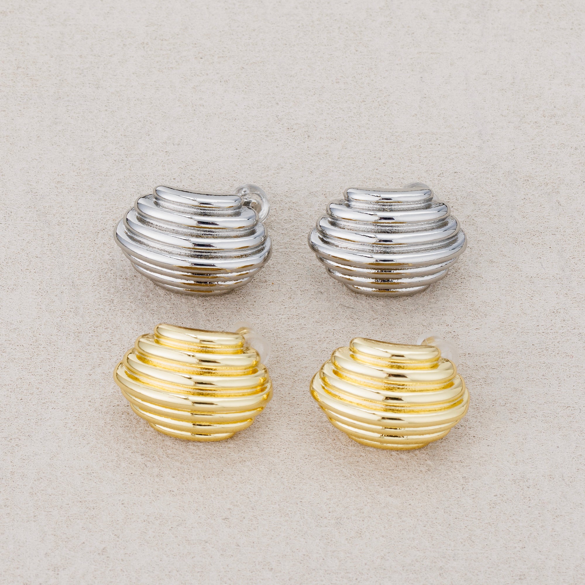 Launch Promo: 24K Gold PVD Stainless Steel Chunky Ribbed Stud Earring | Sold Each
