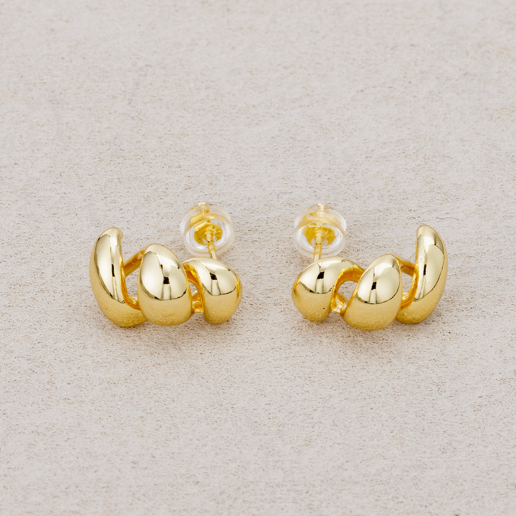 Launch Promo: 24K Gold PVD Stainless Steel Minimalist Spiral Stud Earring in Gold & Silver | Sold Each