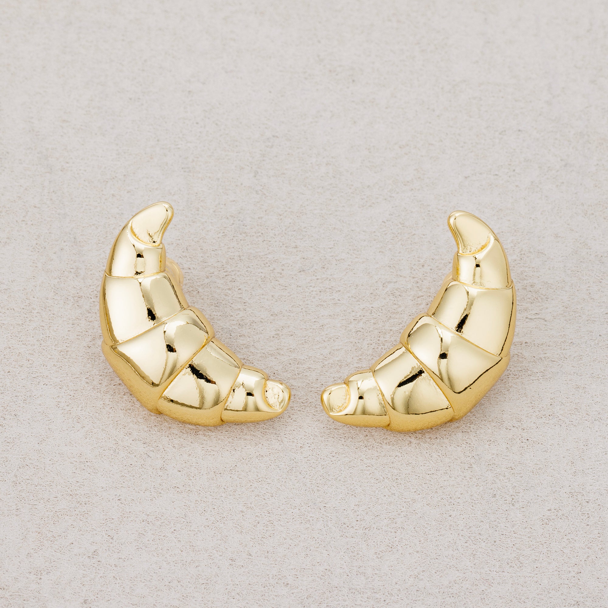 Launch Promo: 24K Gold PVD Stainless Steel Textured Yummy Croissant Stud Earring | Sold Each