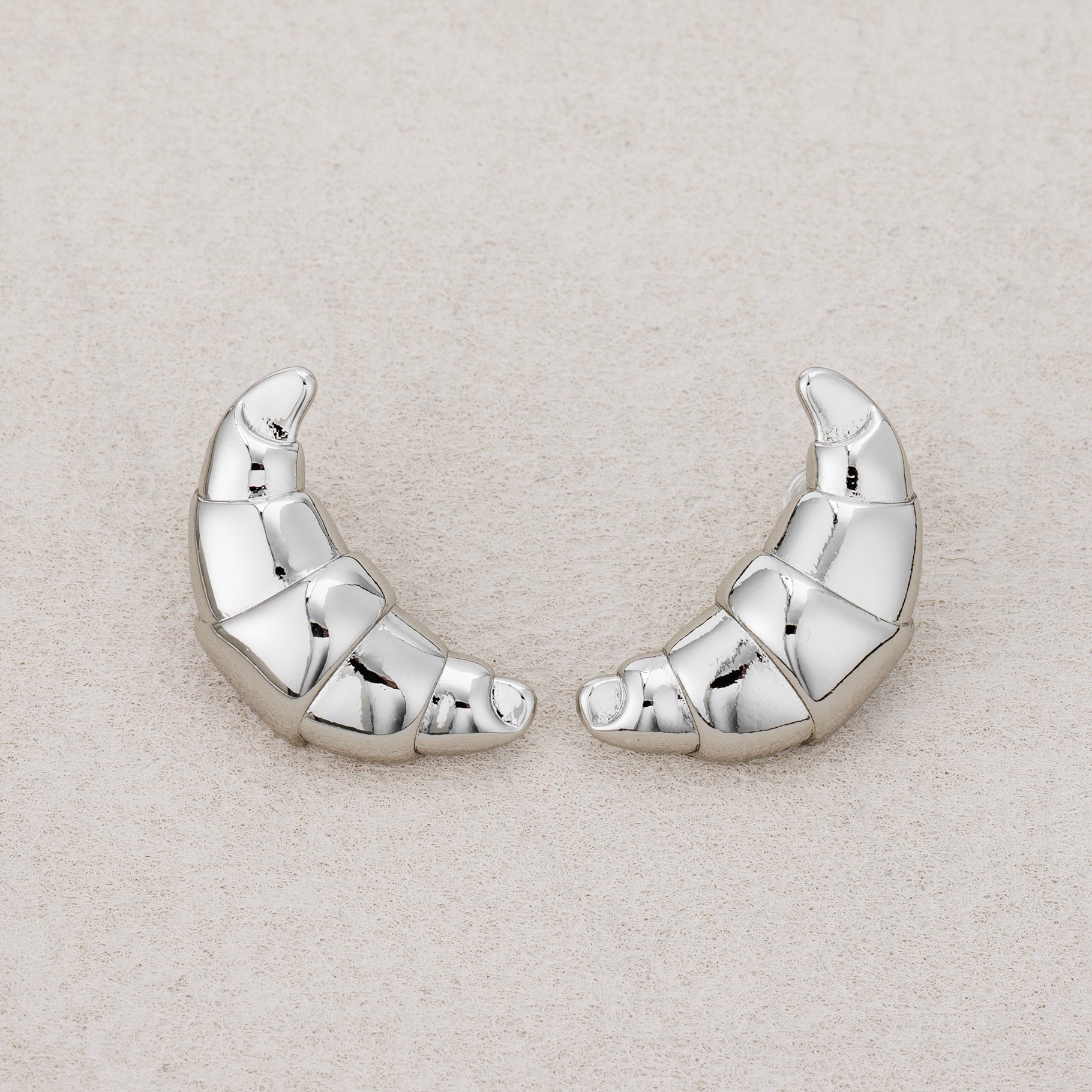 Launch Promo: 24K Gold PVD Stainless Steel Textured Yummy Croissant Stud Earring | Sold Each