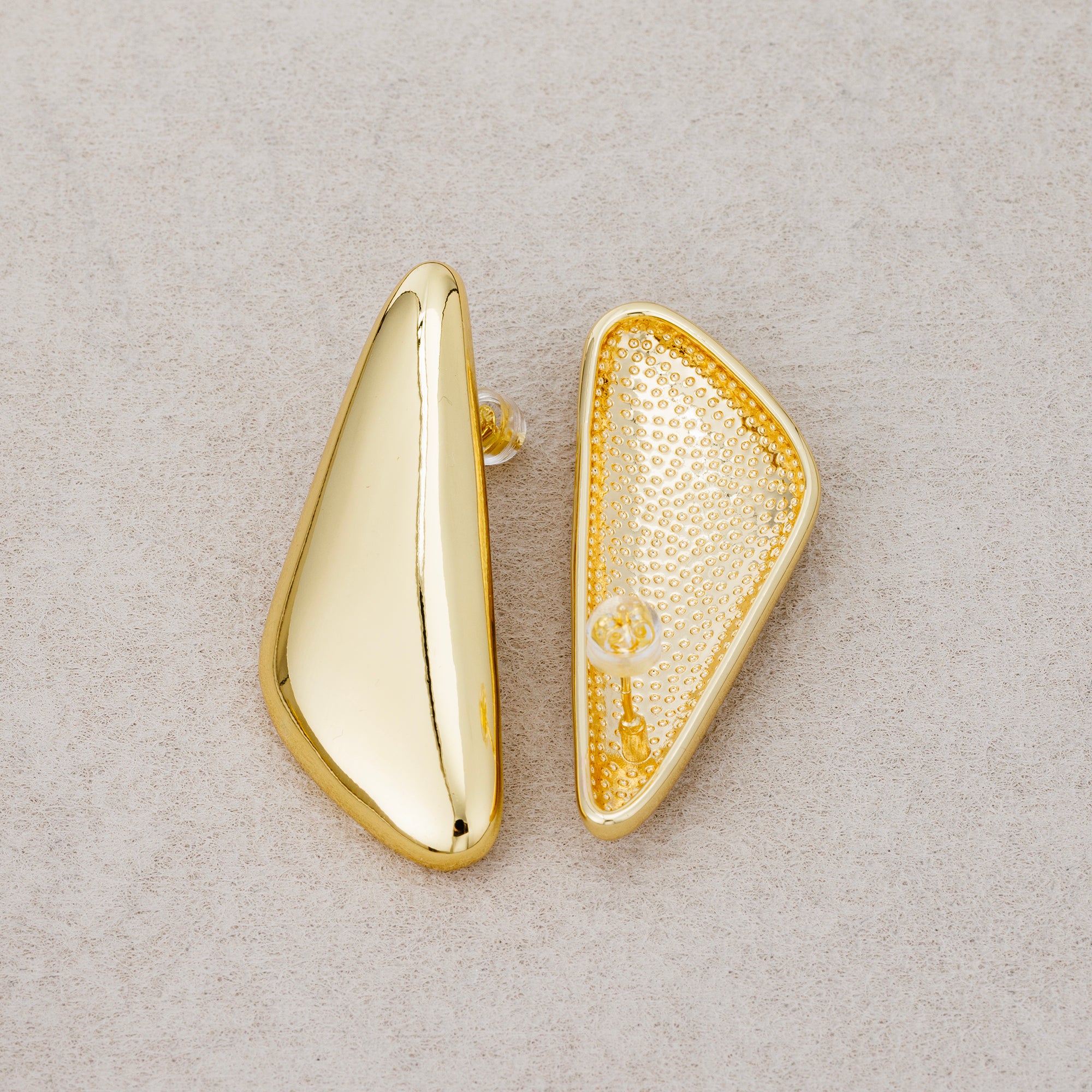 Launch Promo: 24K Gold PVD Stainless Steel Geometric Triangle Asymmetric Stud Earring | Sold Each