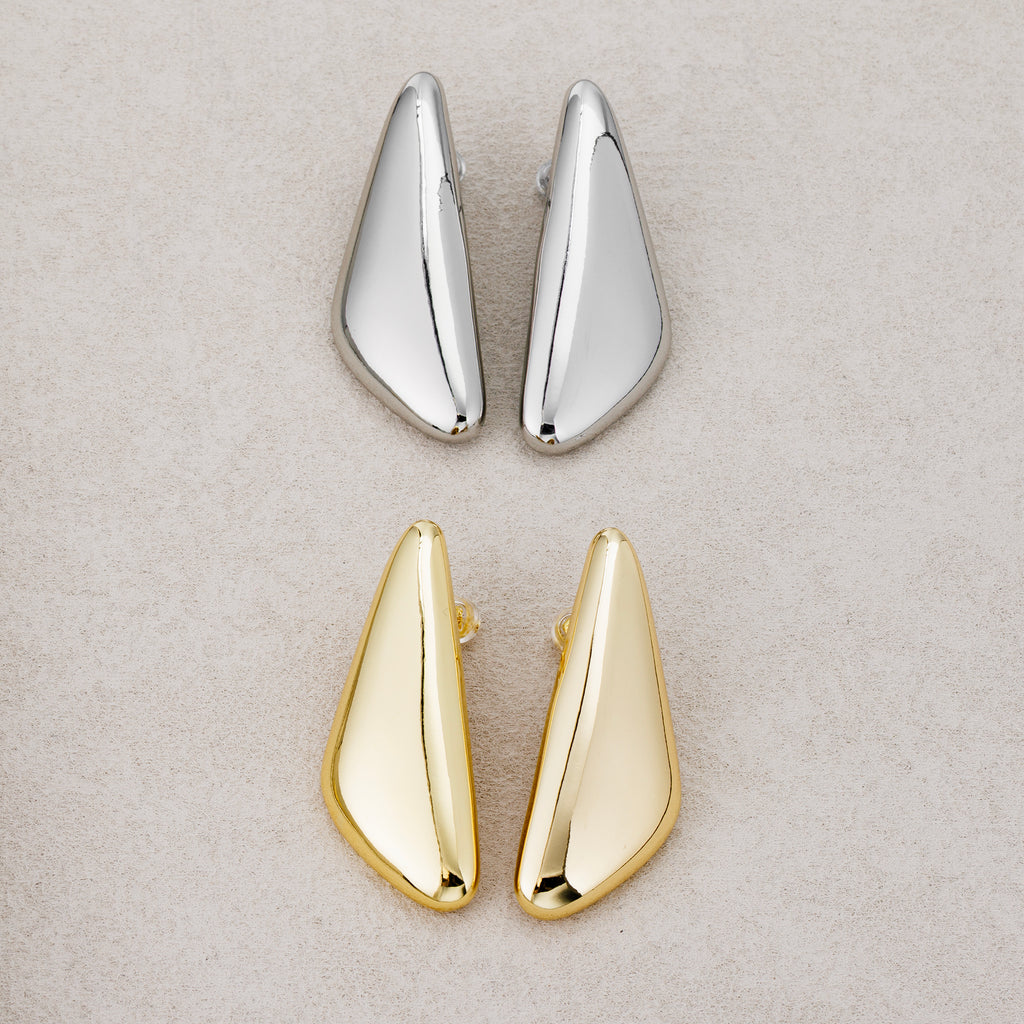 Launch Promo: 24K Gold PVD Stainless Steel Geometric Triangle Asymmetric Stud Earring | Sold Each