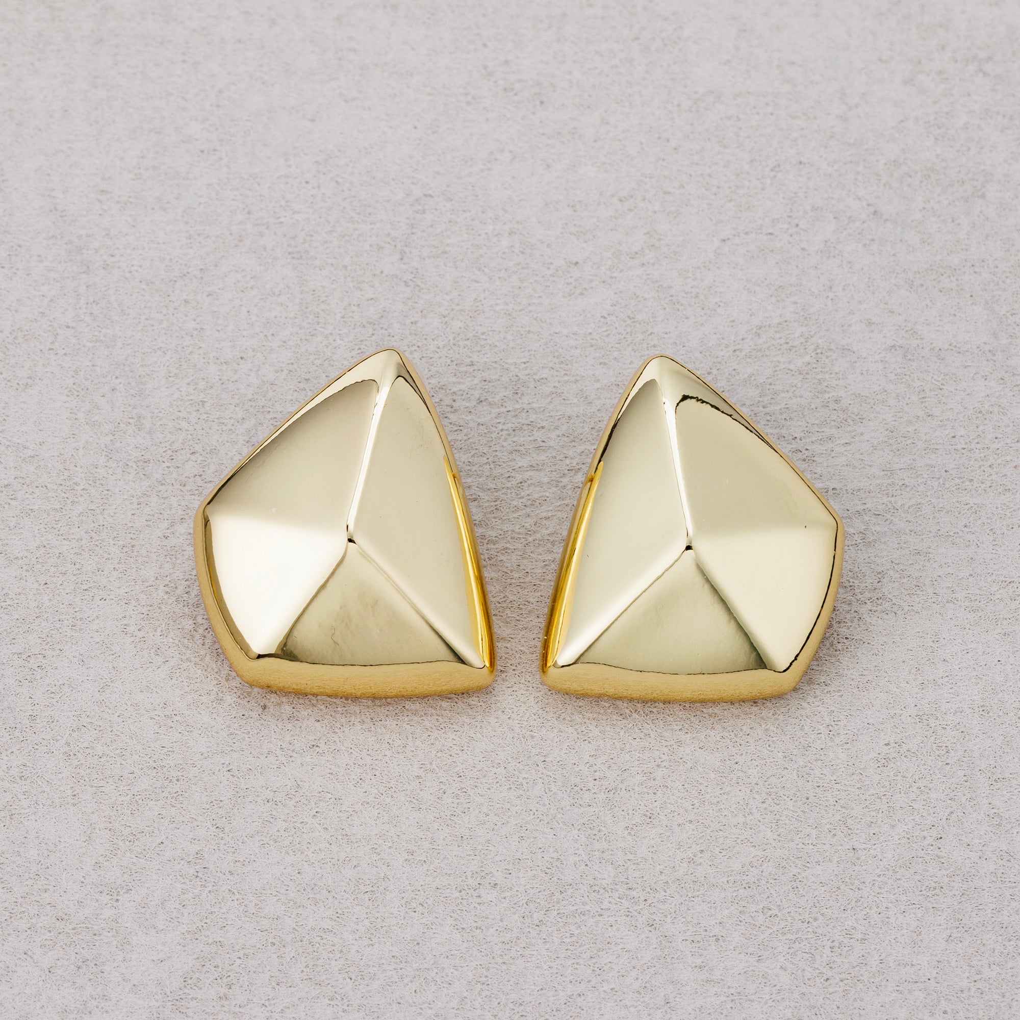 24K Gold Plated Minimalist Geometric Pyramid Stud Earrings