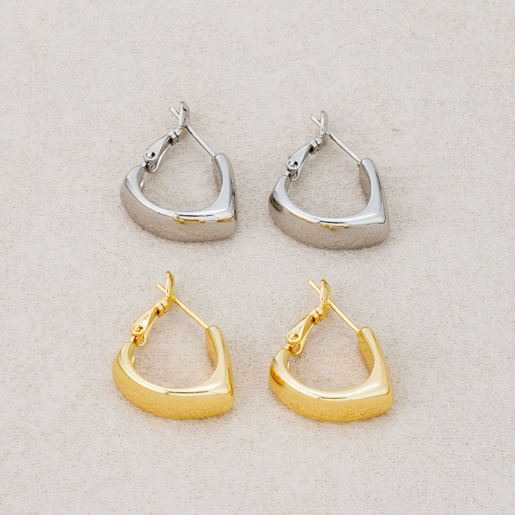 Launch Promo: 24K Gold PVD Stainless Steel V-Shape Huggie Hoop Earring in Gold & Silver | Sold Each