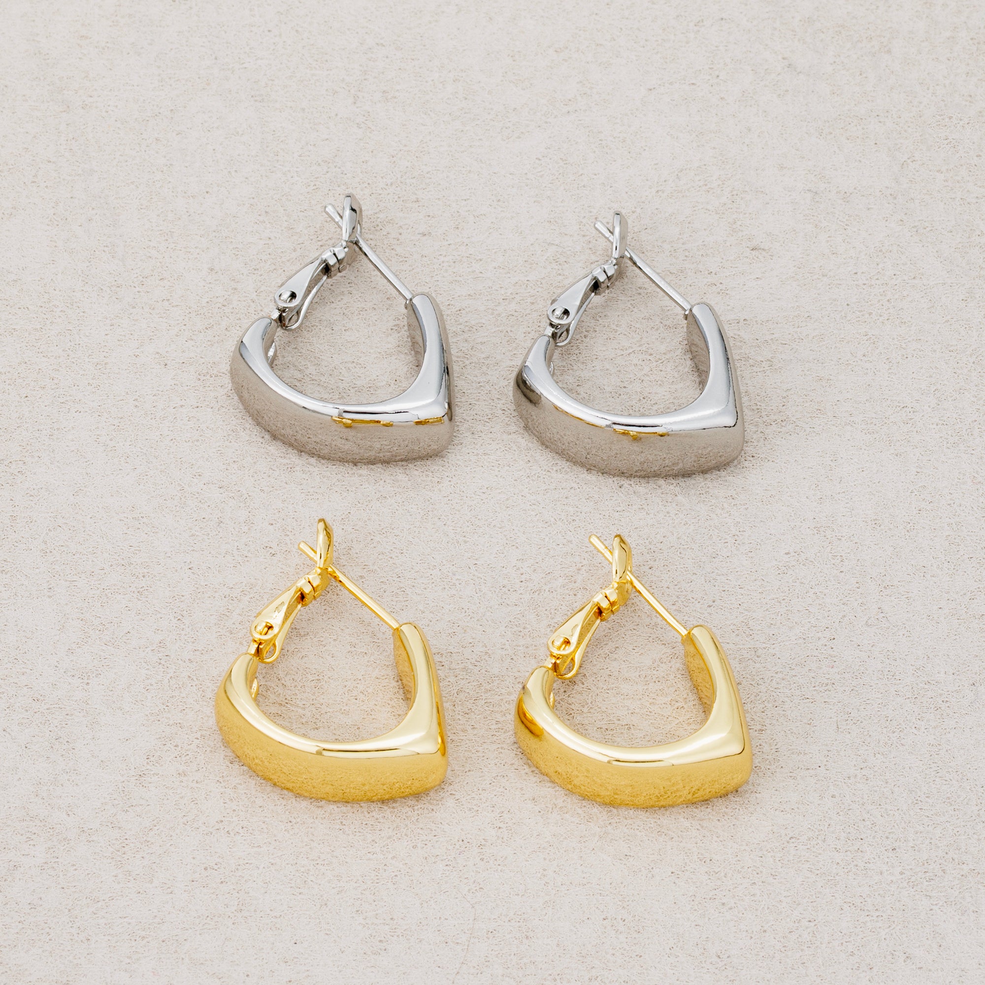 Launch Promo: 24K Gold PVD Stainless Steel V-Shape Huggie Hoop Earring in Gold & Silver | Sold Each