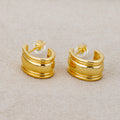 Launch Promo: 24K Gold PVD Stainless Steel Interlocking Concave Chunky C Hoop Earring in Gold & Silver | Sold Each