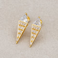 Launch Promo: 24K Gold PVD Stainless Steel Clear CZ Triangle Baguette Stud Earring | Sold Each