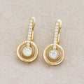 Launch Promo: 14K Gold PVD Stainless Steel Geometric Micro Paved CZ Round English Lock Drop Earring