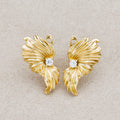 Launch Promo: 24K Gold PVD Stainless Steel Clear CZ Floral Wing English Lock Earring | Sold Each