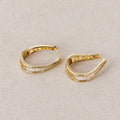14K Gold Plated Baguette CZ Minimalist Teardrop Filigree Hoop Earrings