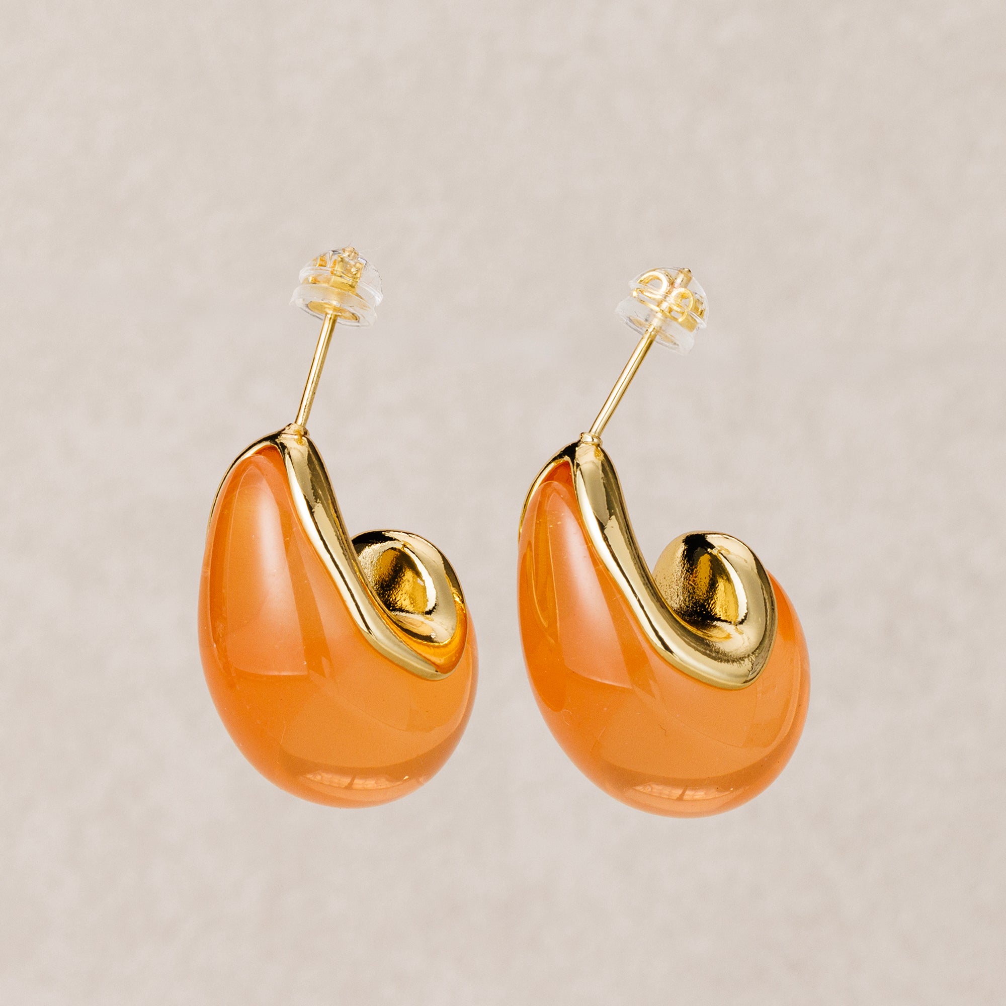 Launch Promo: 24K Gold PVD Stainless Steel Marble Acrylic Resin Teardrop Stud Earring | Sold Each