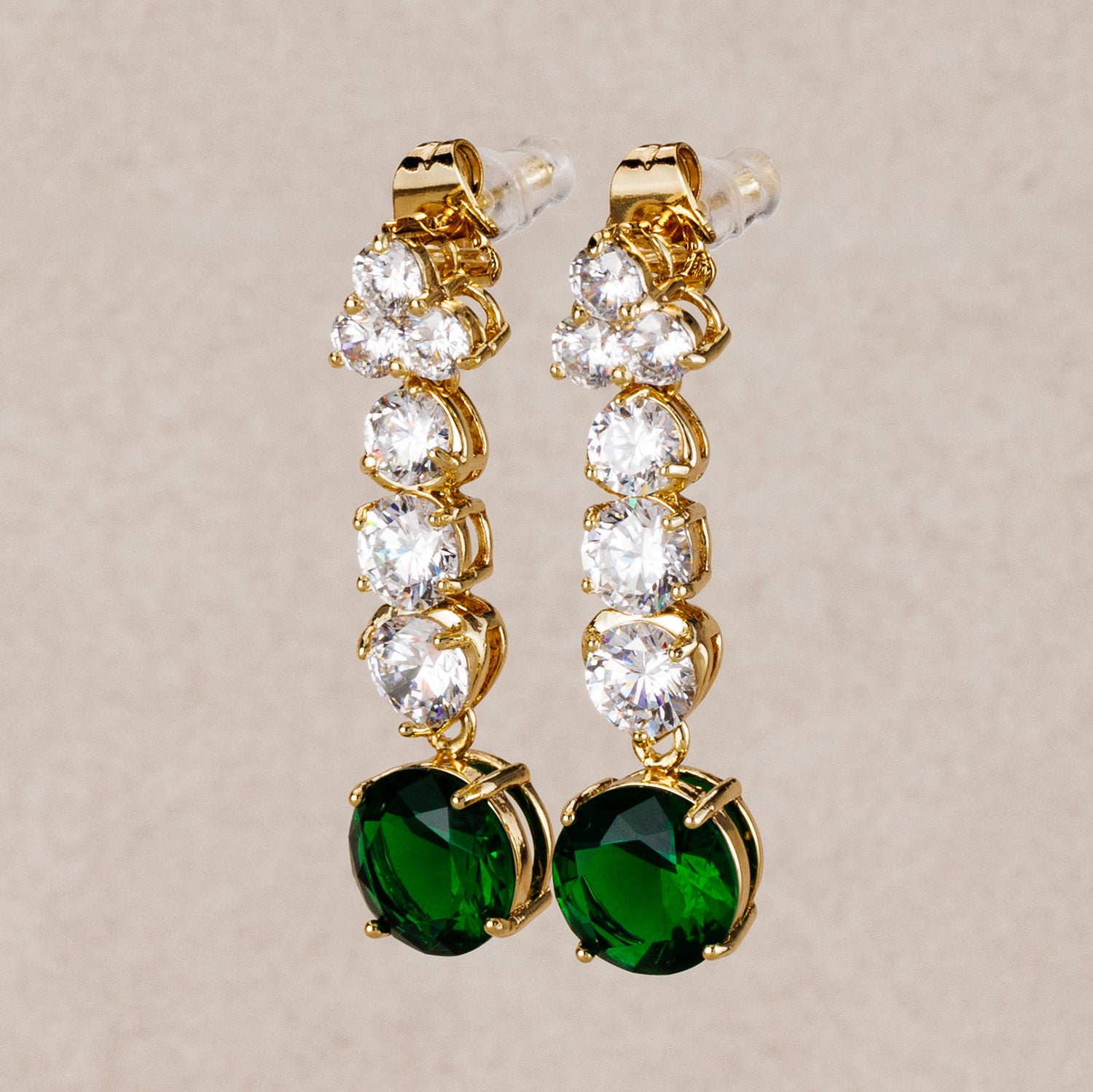 Launch Promo: 14K Gold PVD Stainless Steel Colorful Round CZ Drop Stud Earring