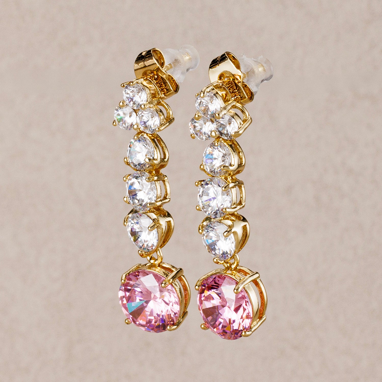 Launch Promo: 14K Gold PVD Stainless Steel Colorful Round CZ Drop Stud Earring