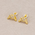 24K Gold Plated Plain Mini Hand Heart Stud Earrings