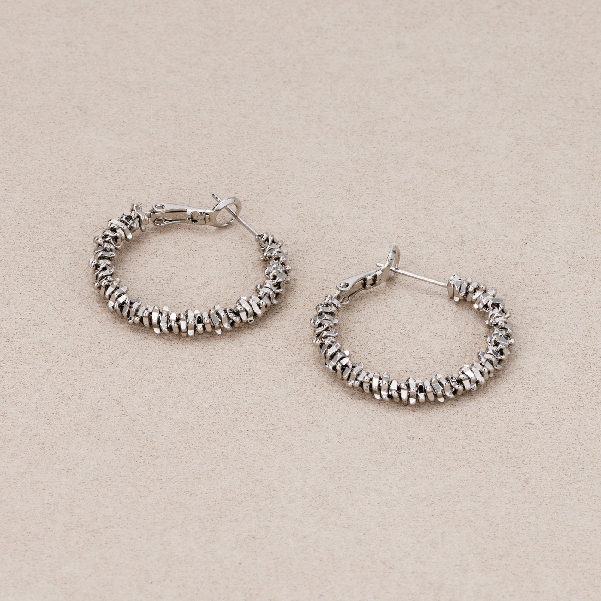 Gold Plated Thick Textured Popcorn Hoop Earrings in Gold & Silver
