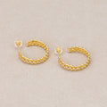 24K Gold Plated Micro Paved CZ Beaded Textured C Hoop Earrings